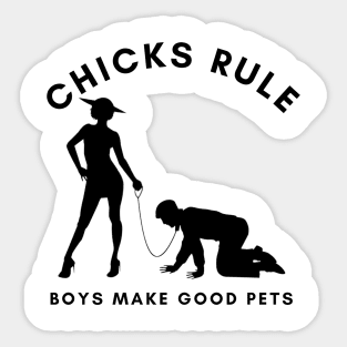 Chicks Rule Boys Make Good Pets Humor Female Empowerment Feminism Sticker